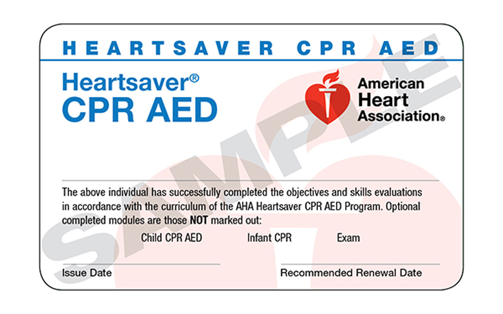 heartsaver CPR card